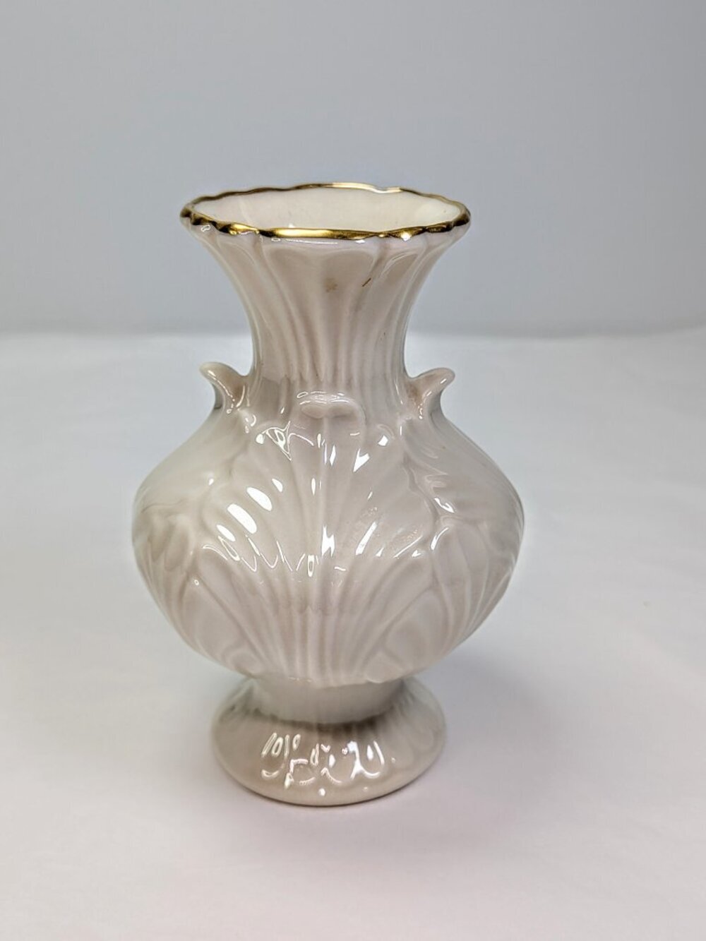 Vintage Lenox Jewel Gold Trim Nesting Leaf Porcelain Miniature Bud Vase